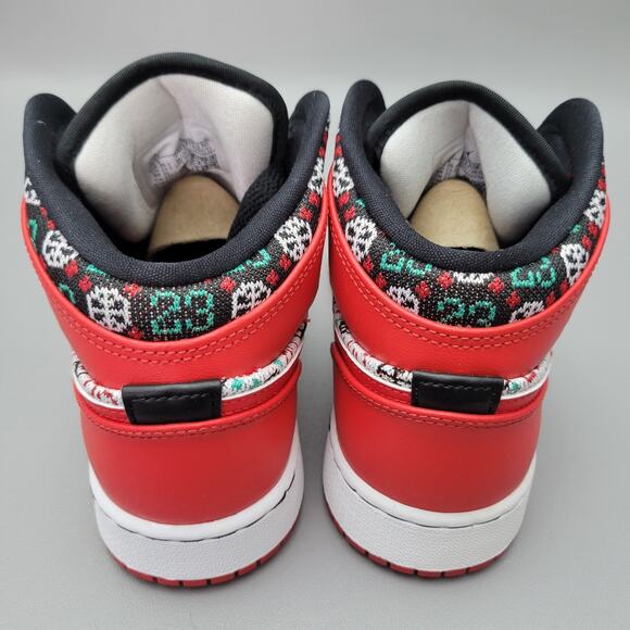 Nike Air Jordan 1 Mid SE Ugly Sweater White Green Red Black DM1208 150 Size 4.5Y - Picture 6 of 11